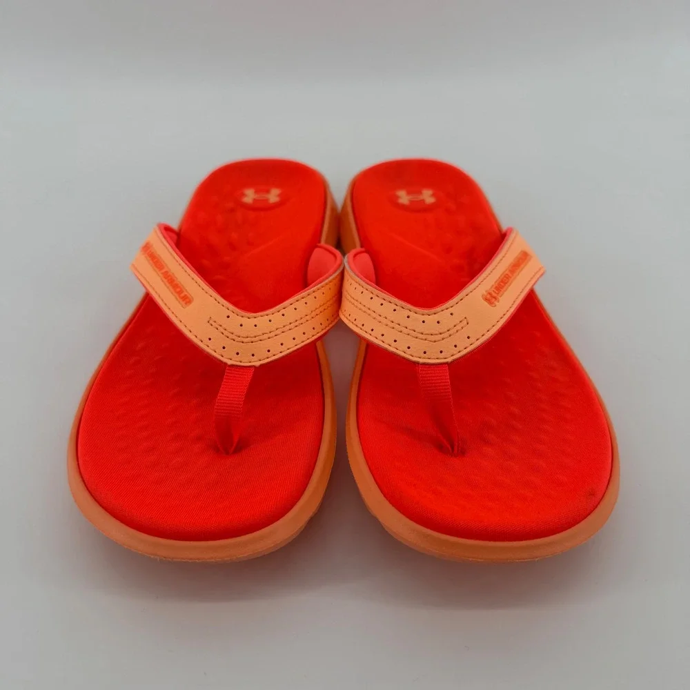 Under Armour Sandals Womens 8 Orange Ignite Thong Flip Flop Sporty Cushioned
